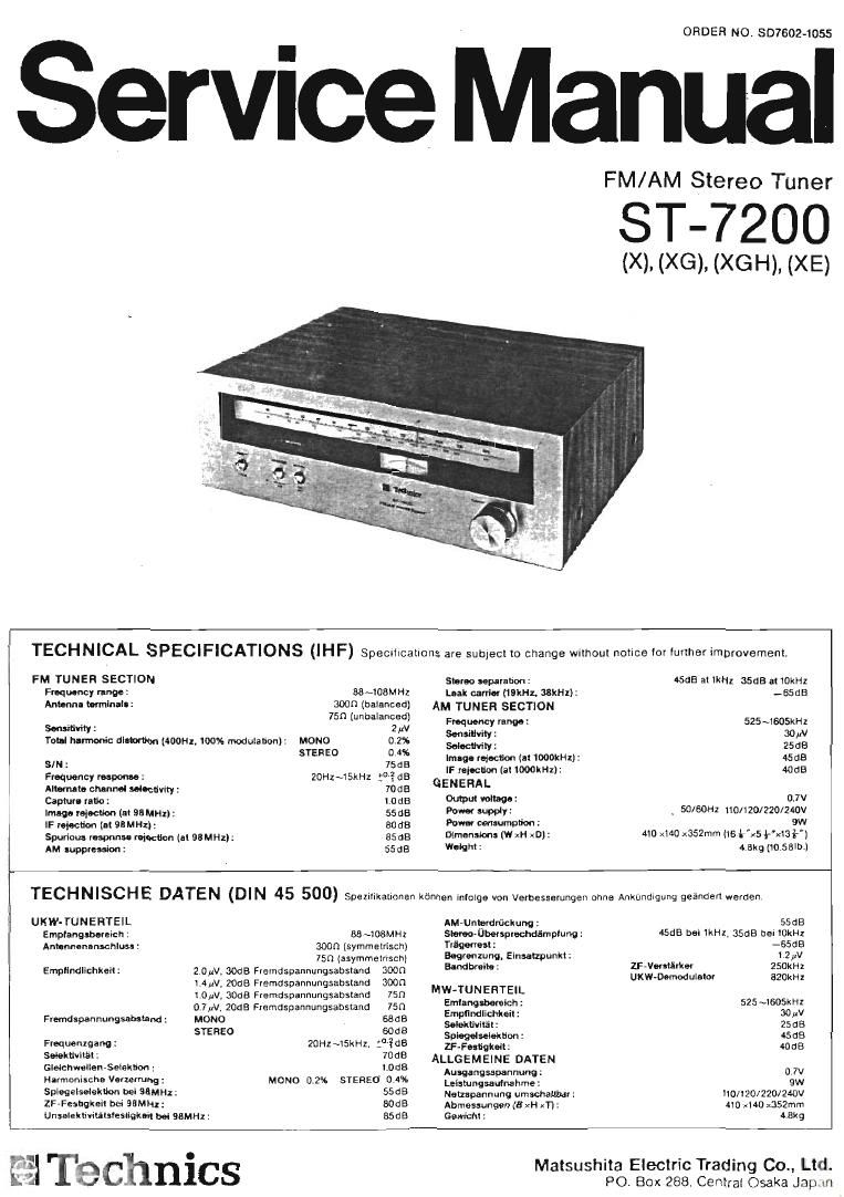 Technics ST 7200 Service Manual