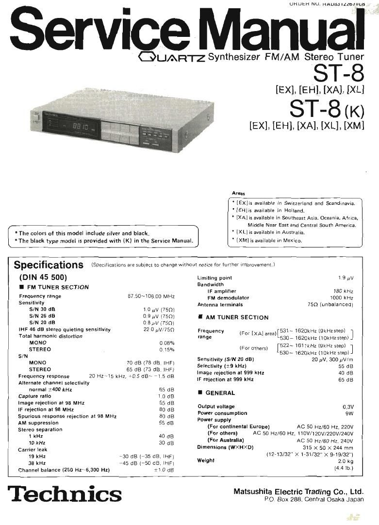 Technics ST 8 Service Manual