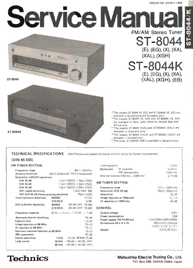 Technics ST 8044 Service Manual