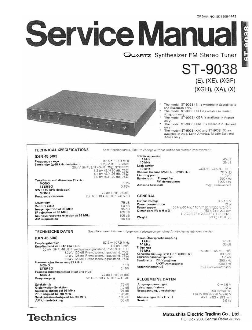 Technics ST 9038 Service Manual