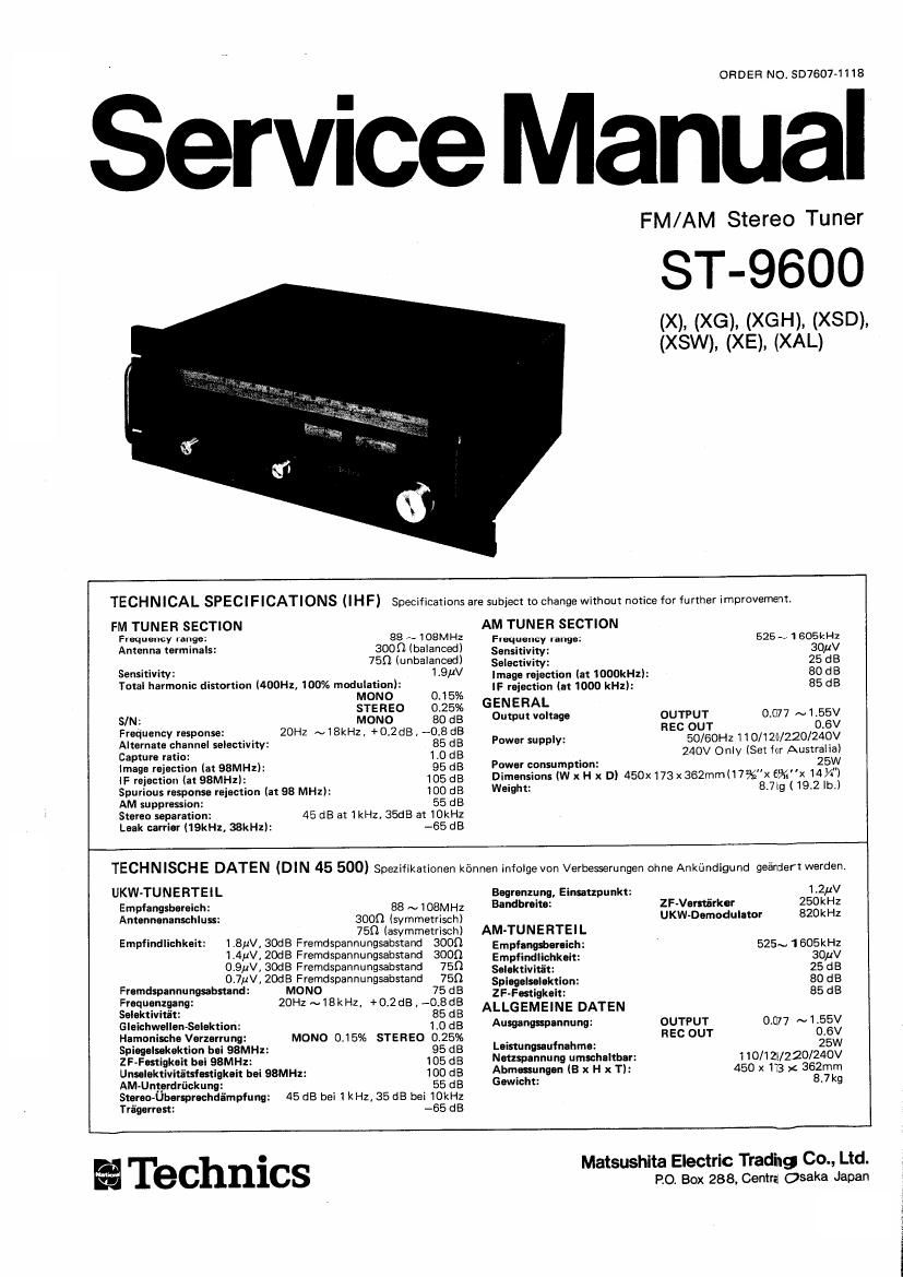 Technics ST 9600 Service Manual