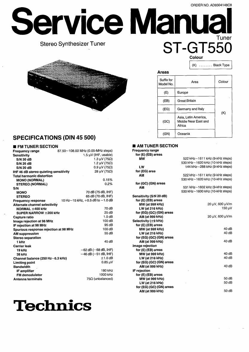 Technics ST GT 550 Service Manual