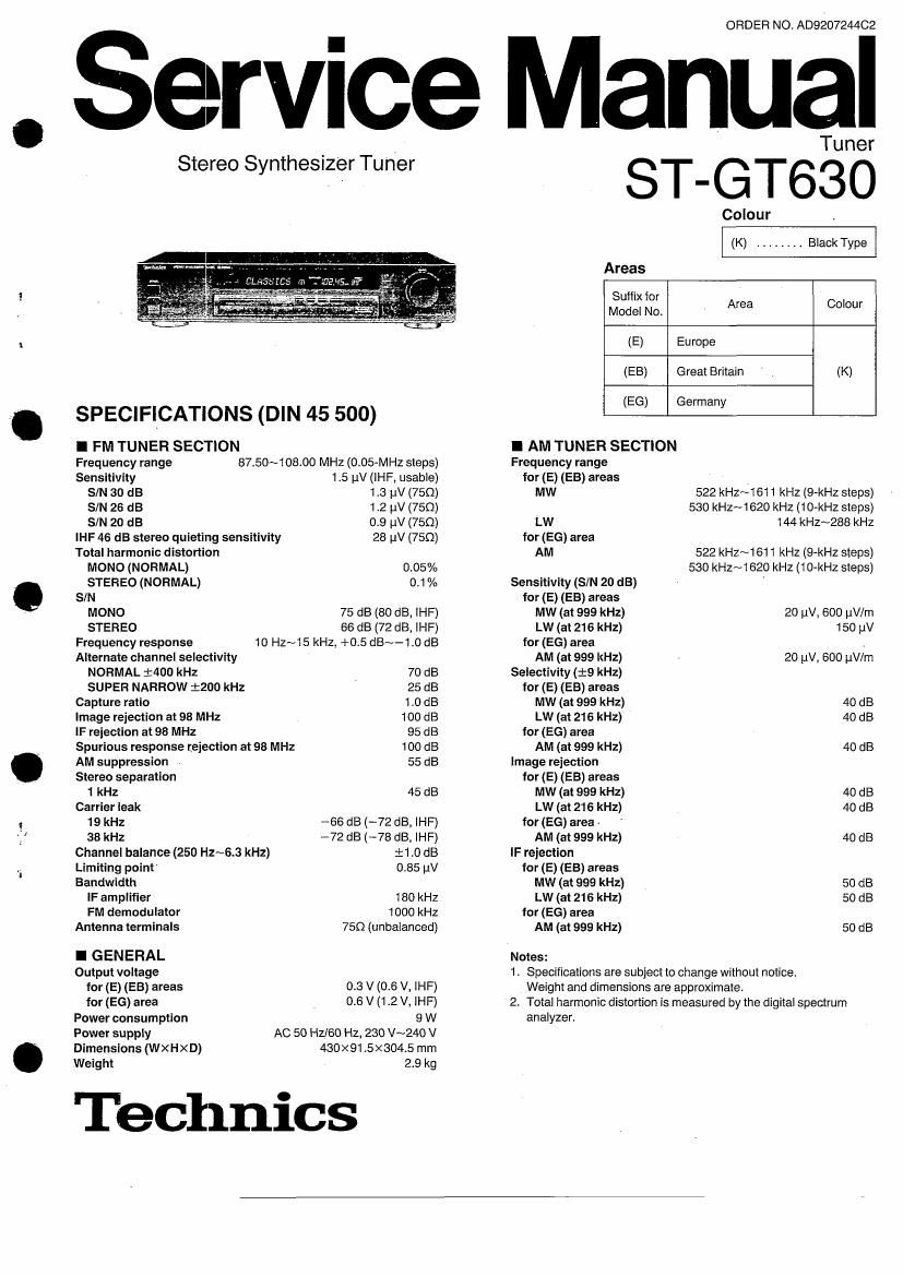 Technics ST GT 630 Service Manual