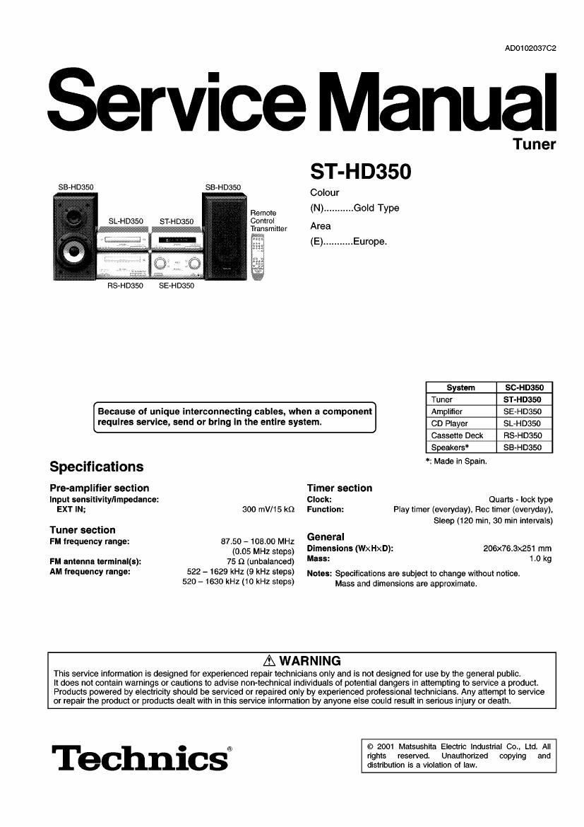 Technics ST HD 350 Service Manual