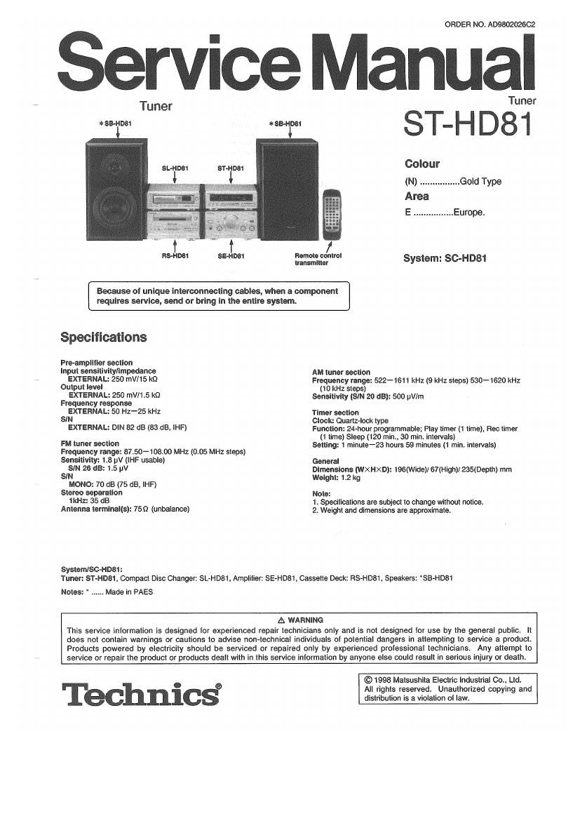 Technics ST HD 81 Service Manual