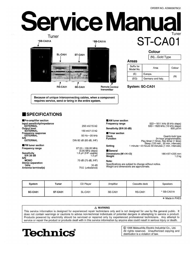 Technics STCA 01 Service Manual