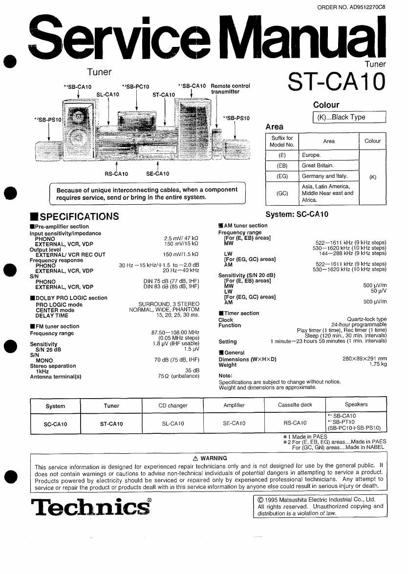 Technics STCA 10 Service Manual