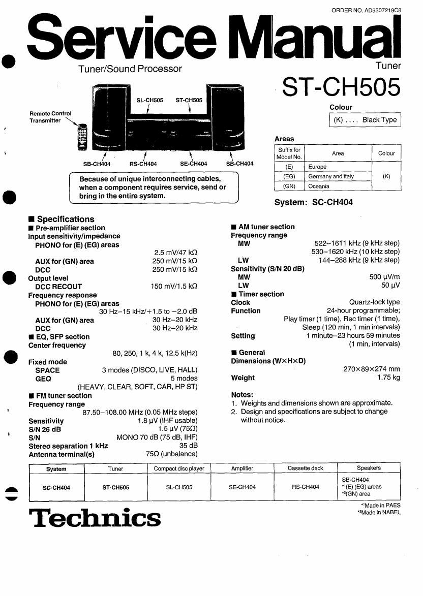 Technics STCH 505 Service Manual