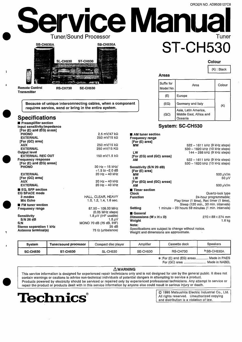 Technics STCH 530 Service Manual