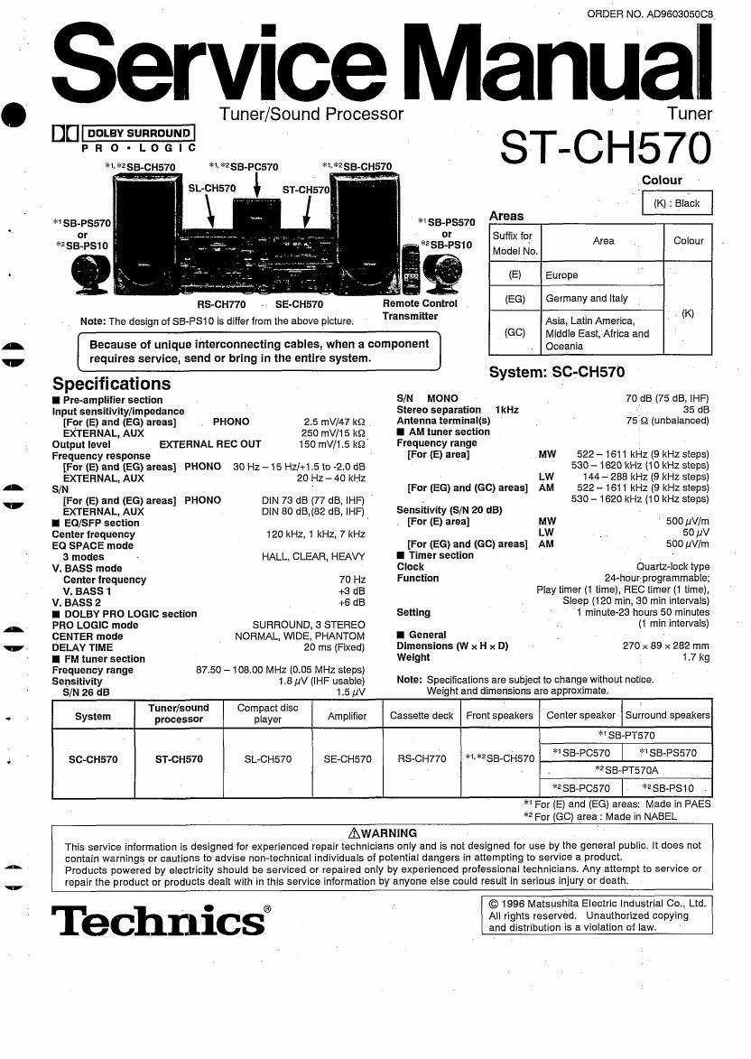 Technics STCH 570 Service Manual