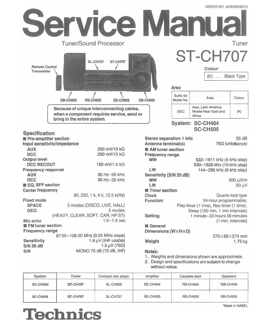 Technics STCH 707 Service Manual