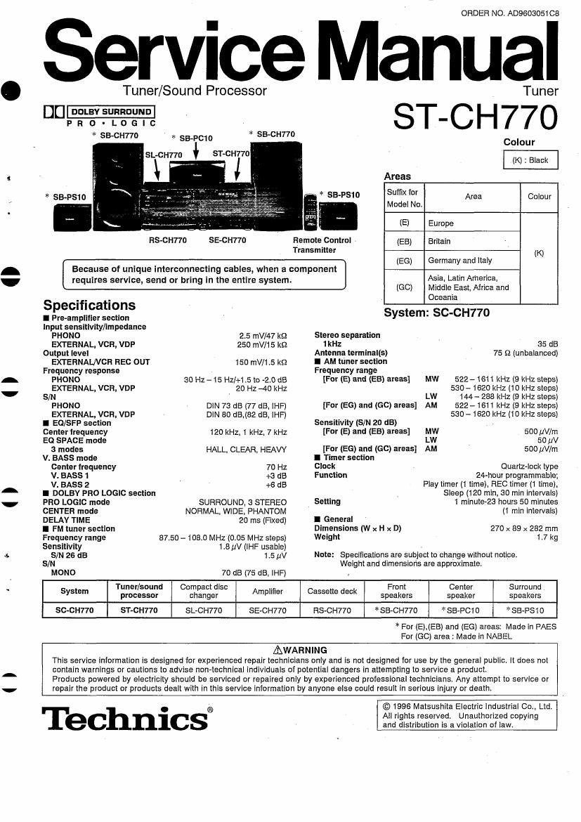 Technics STCH 770 Service Manual