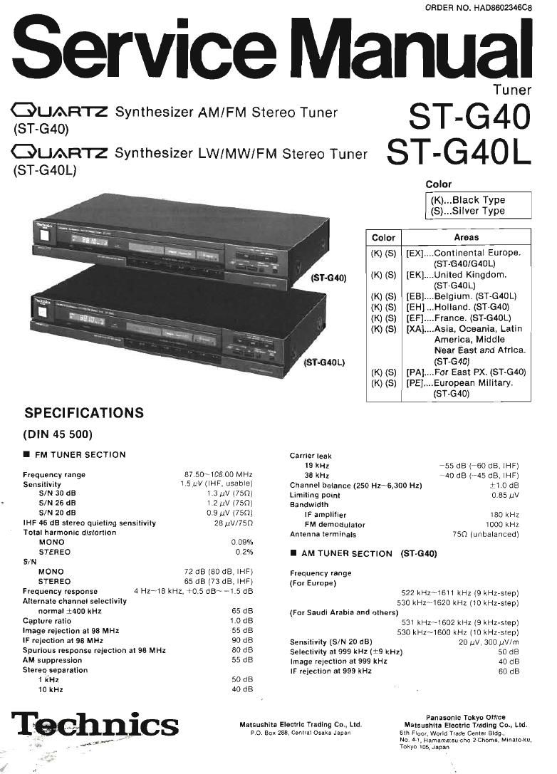 Technics STG 40 L Service Manual