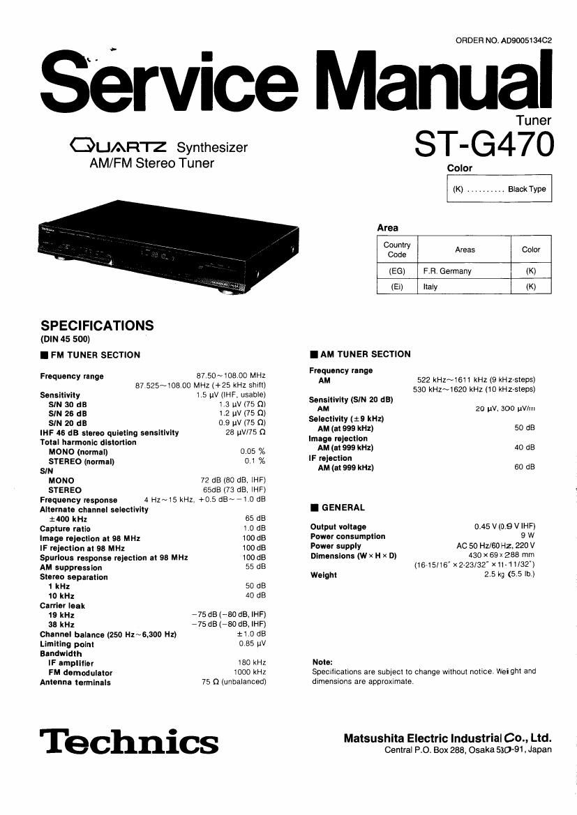 Technics STG 470 Service Manual