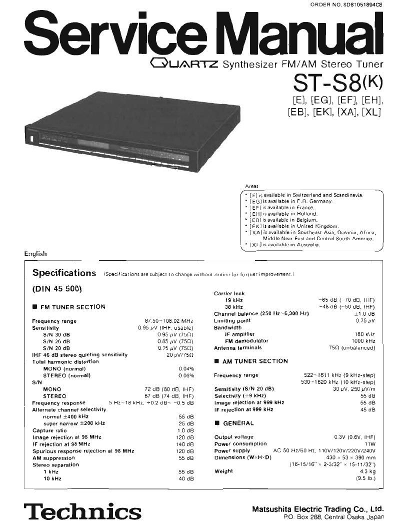 Technics STS 8 Service Manual