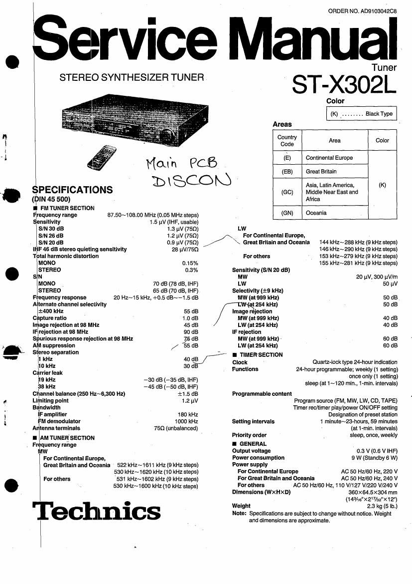 Technics STX 302 L Service Manual