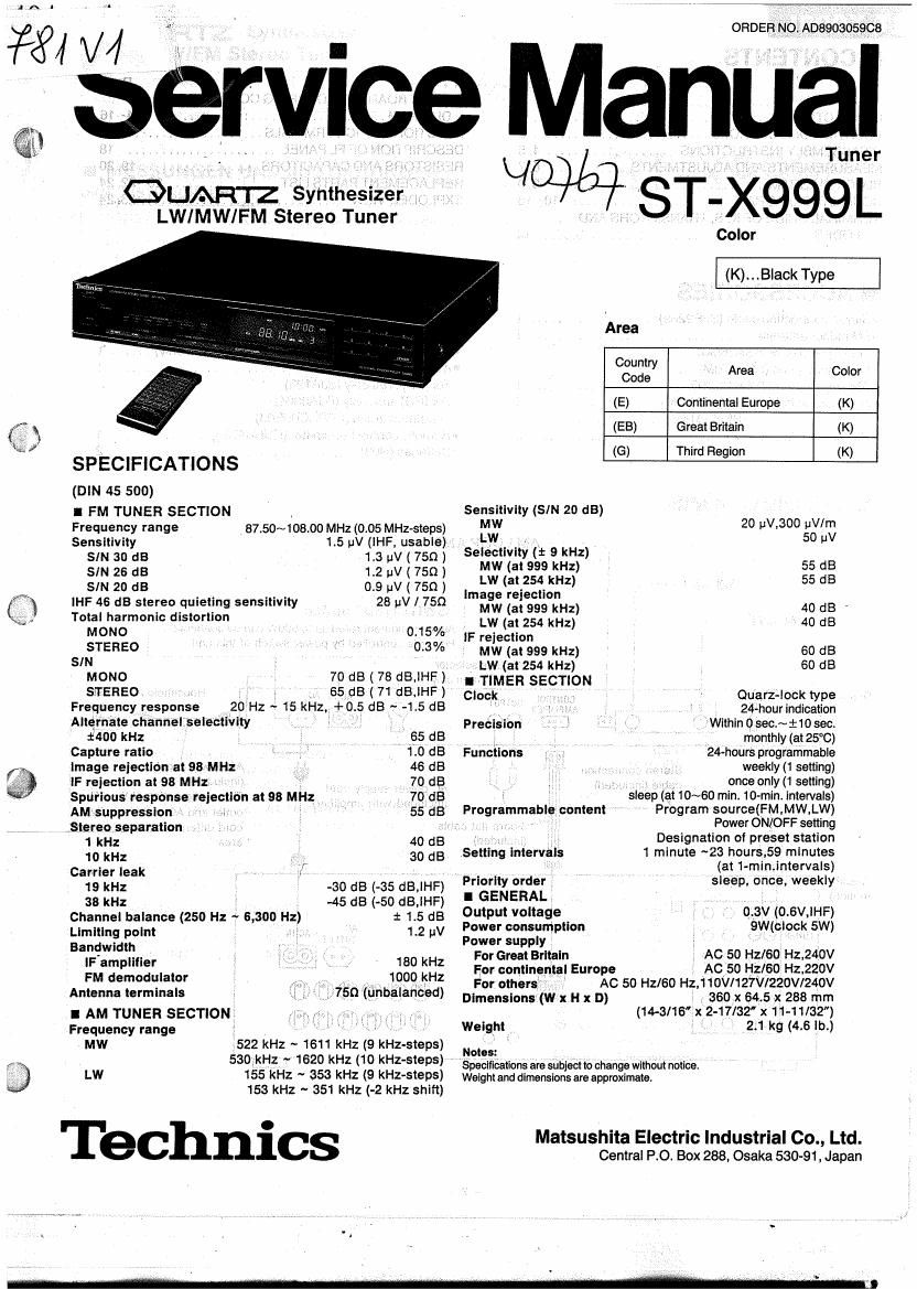 Technics STX 999 L Service Manual