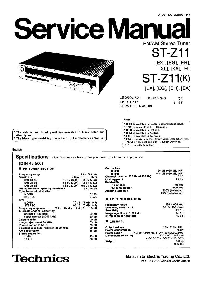 Technics STZ 11 Service Manual