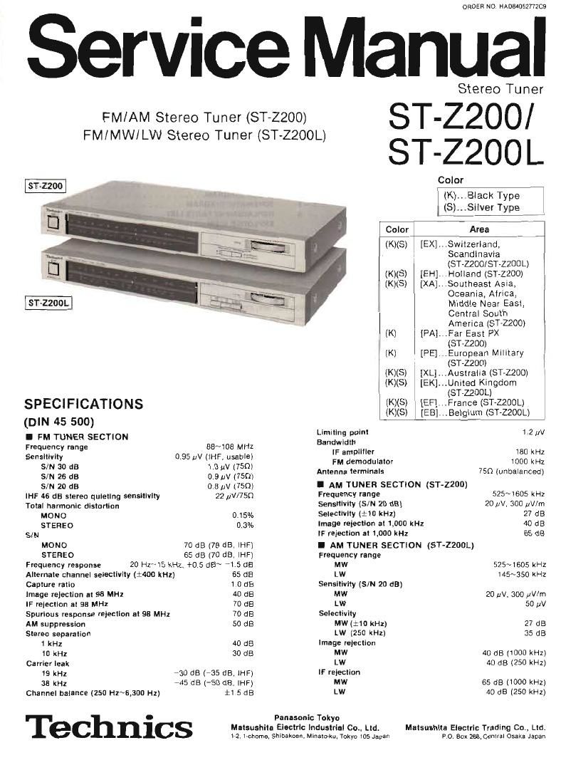 Technics STZ 200 Service Manual