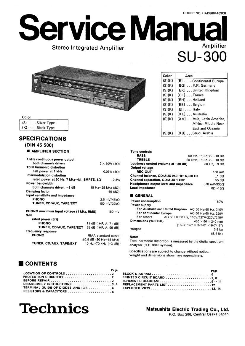 Technics SU 300 Service Manual