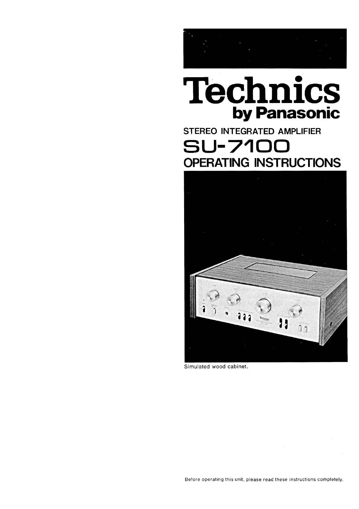 Technics SU 7100 Owners Manual