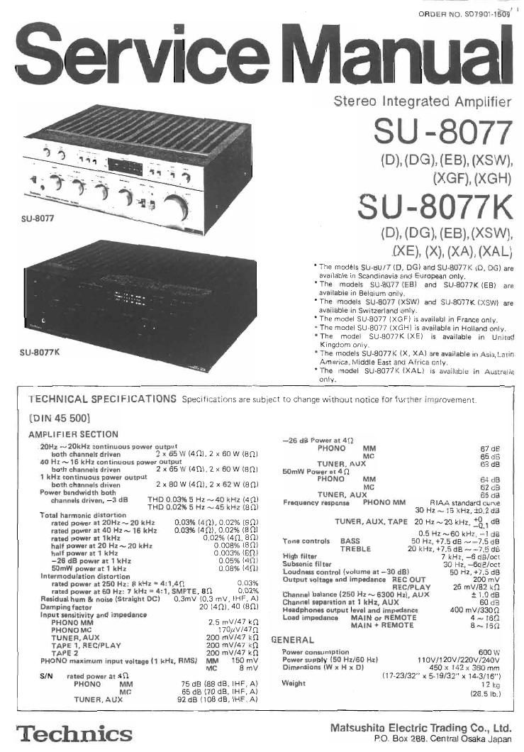 Technics SU 8077 Service Manual