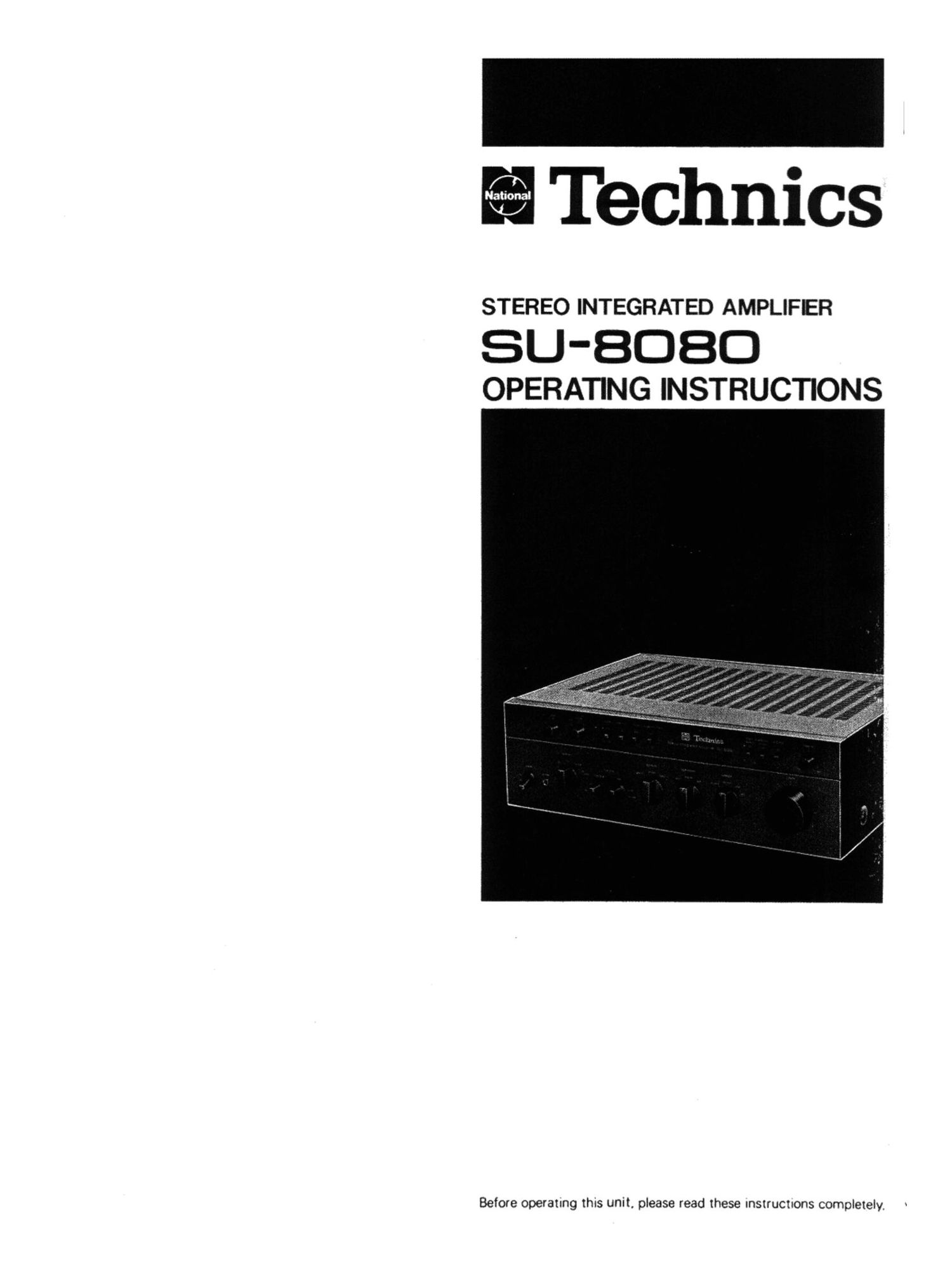 Technics SU 8080 Owners Manual