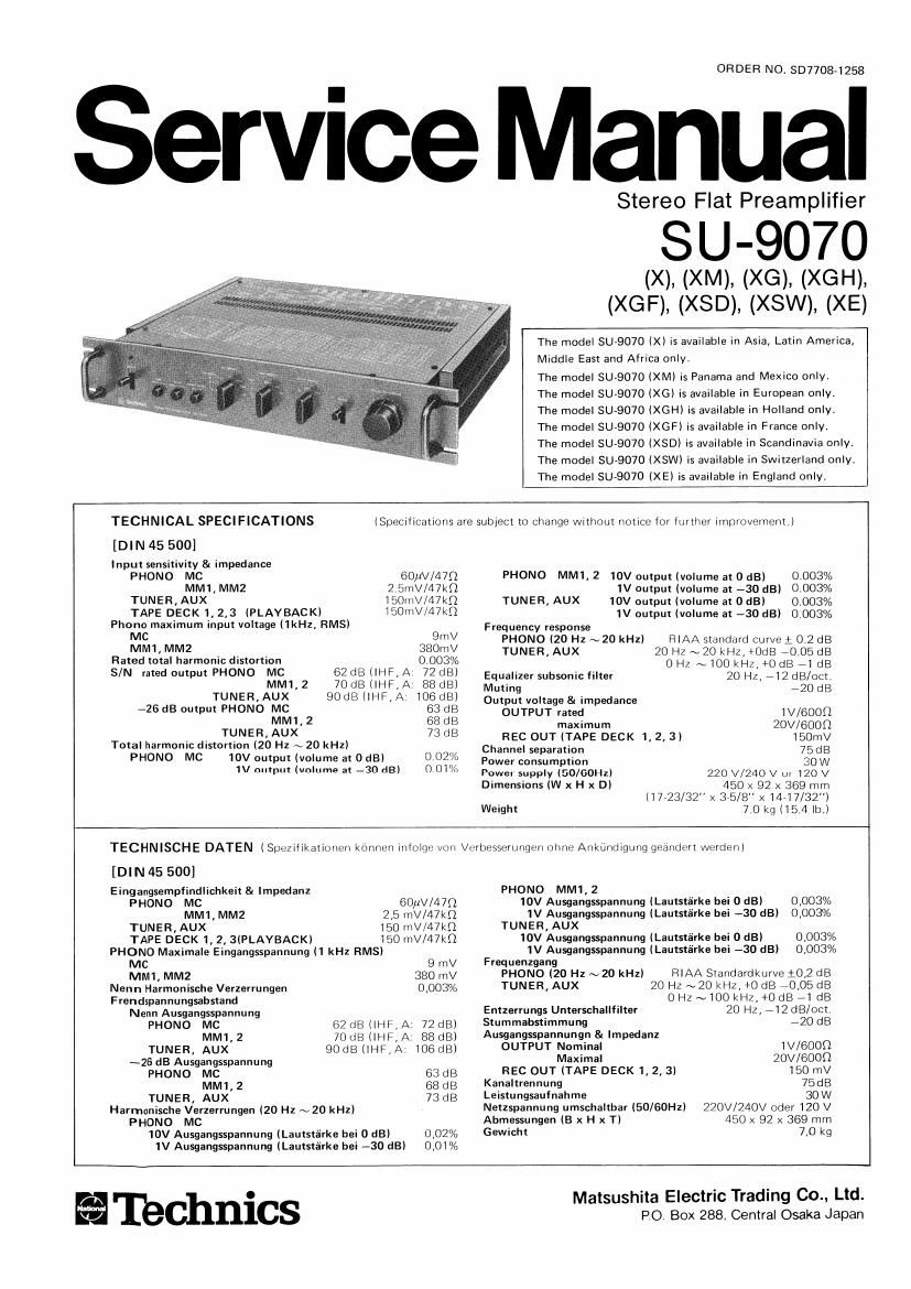 Technics SU 9070 Service Manual
