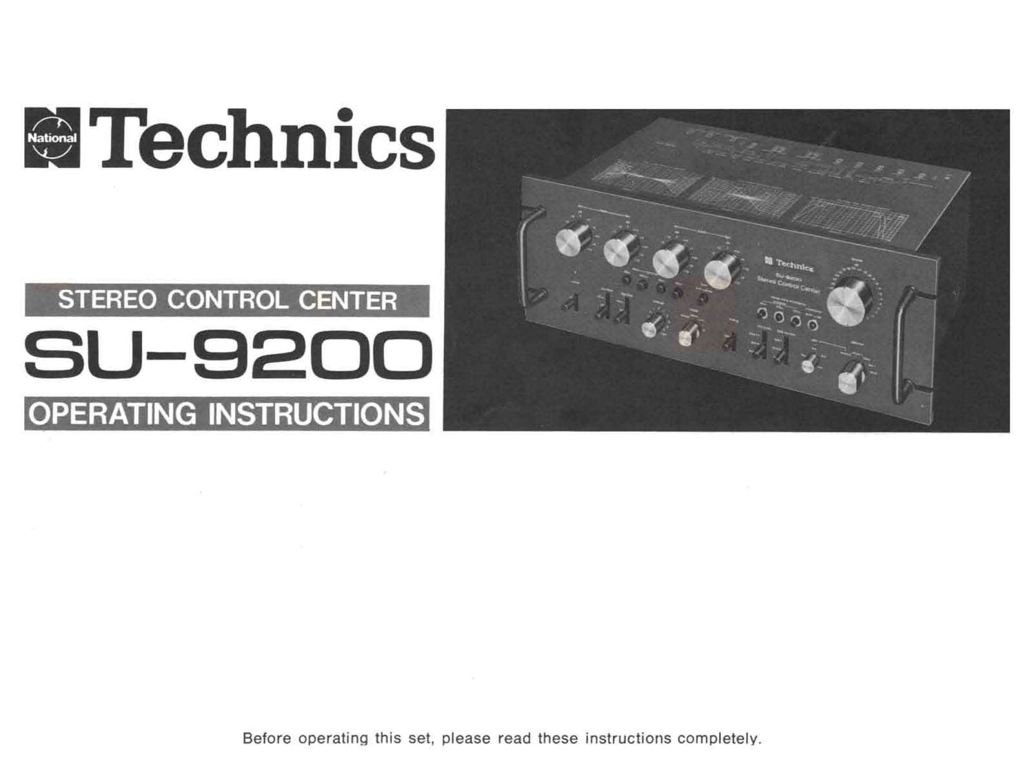 Technics SU 9200 Owners Manual