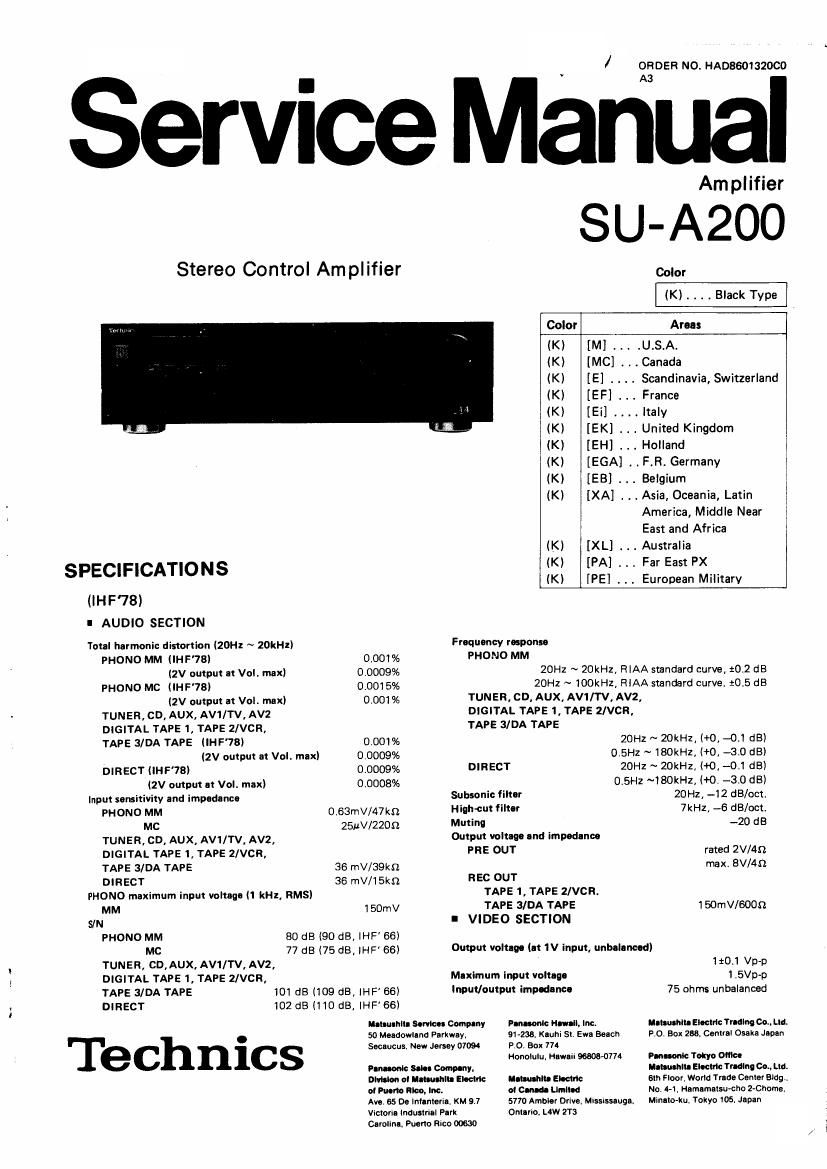 Technics SUA 200 Service Manual