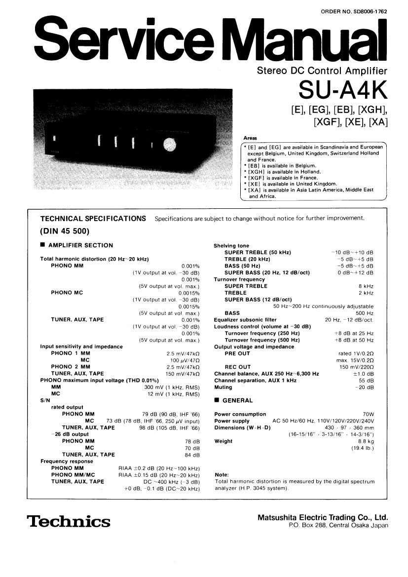 Technics SUA 4 K Service Manual