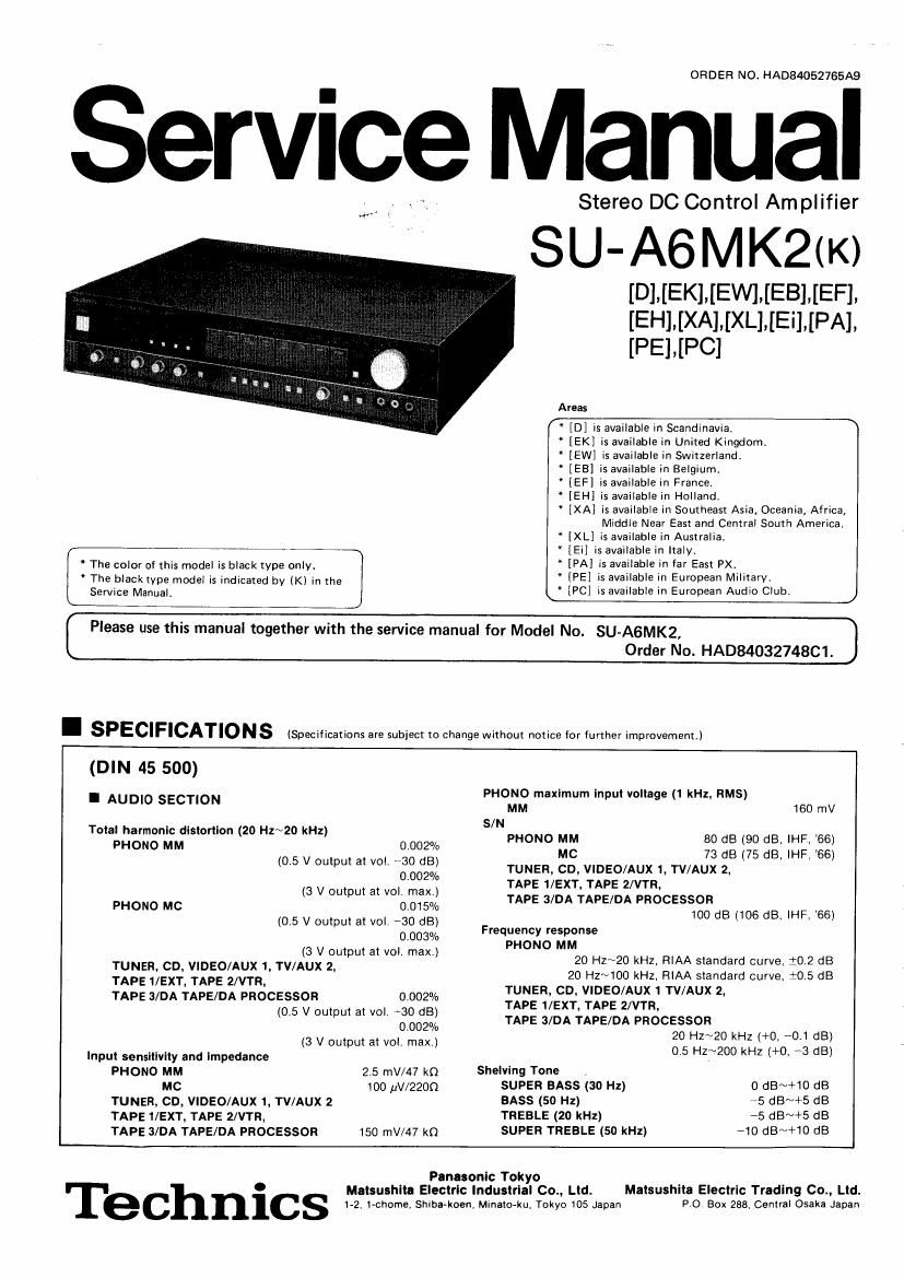 Technics SUA 6 Mk2 Service Manual