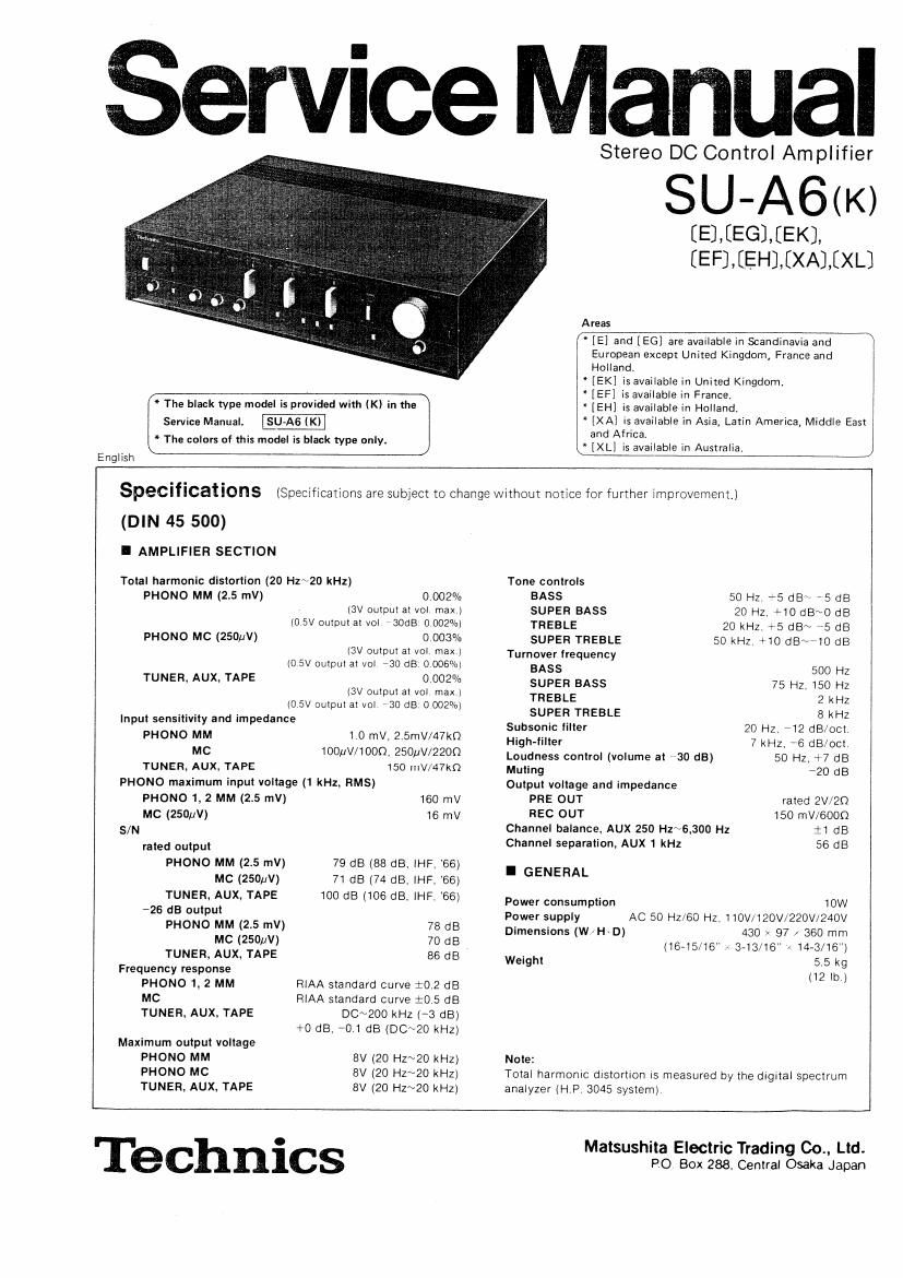 Technics SUA 6 Service Manual