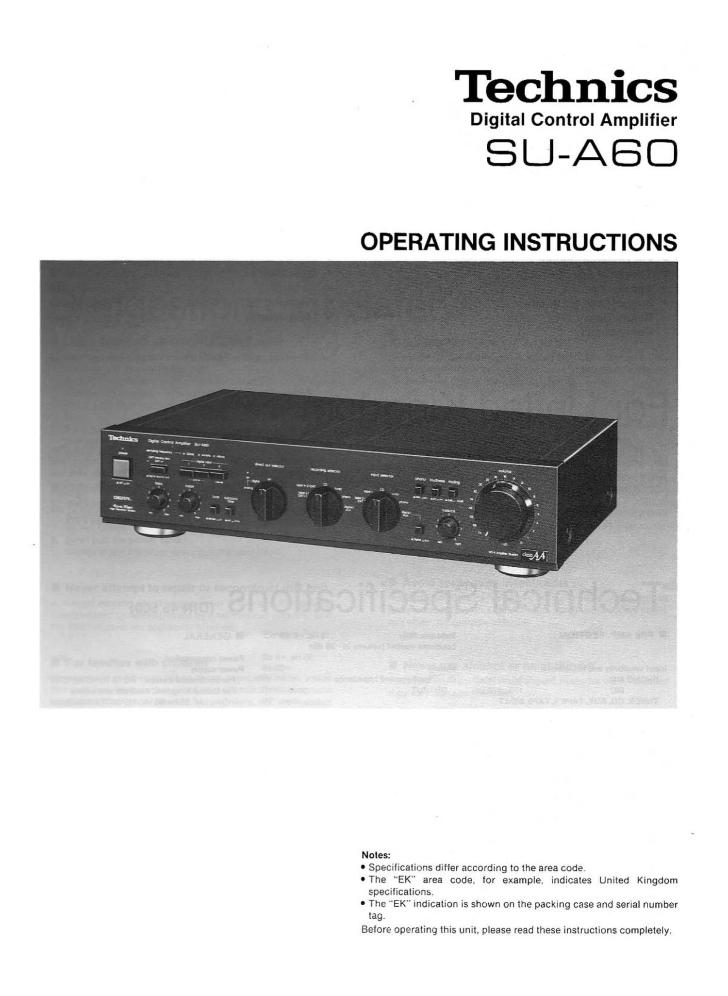 Technics SUA 60 Owners Manual