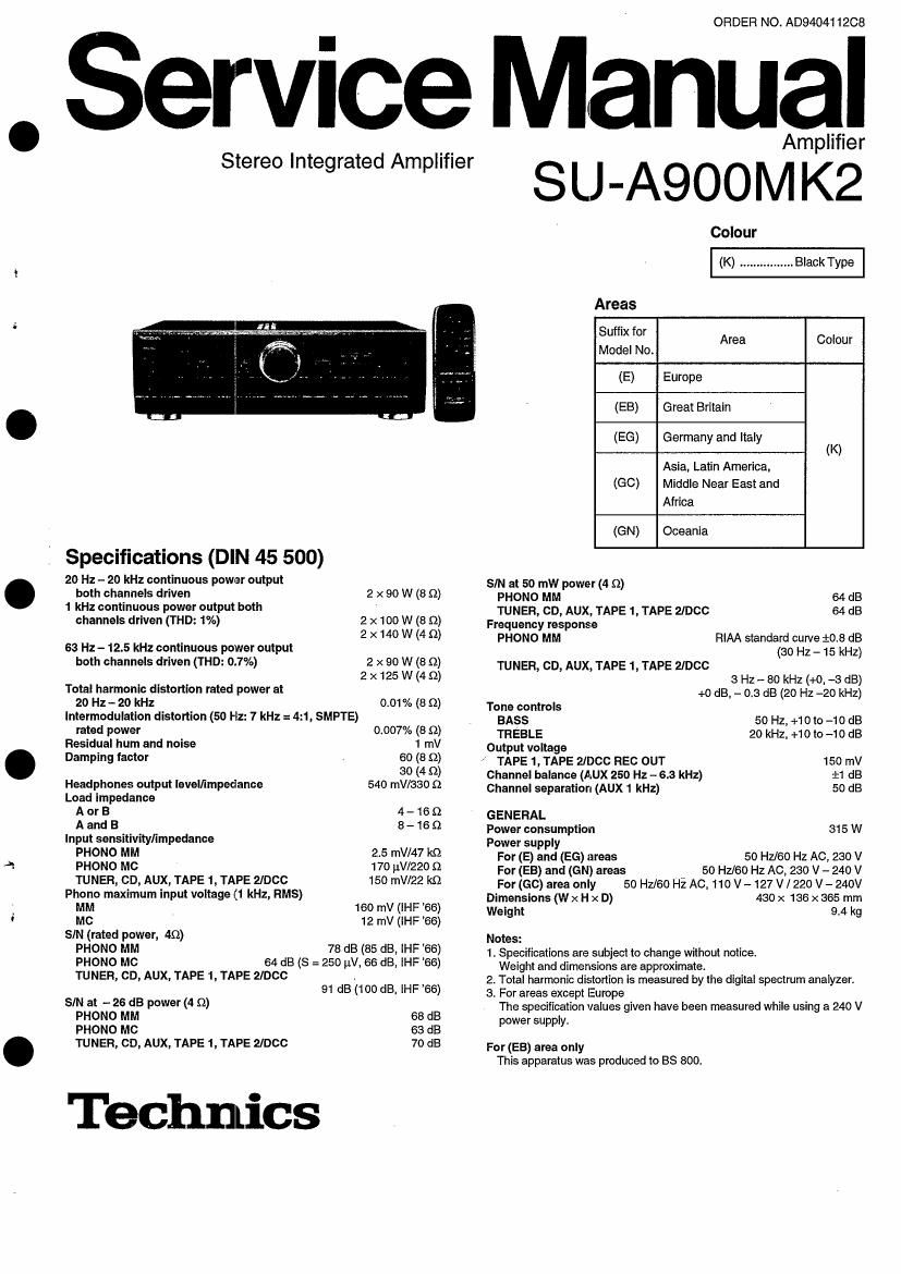 Technics SUA 900 MkII Service Manual