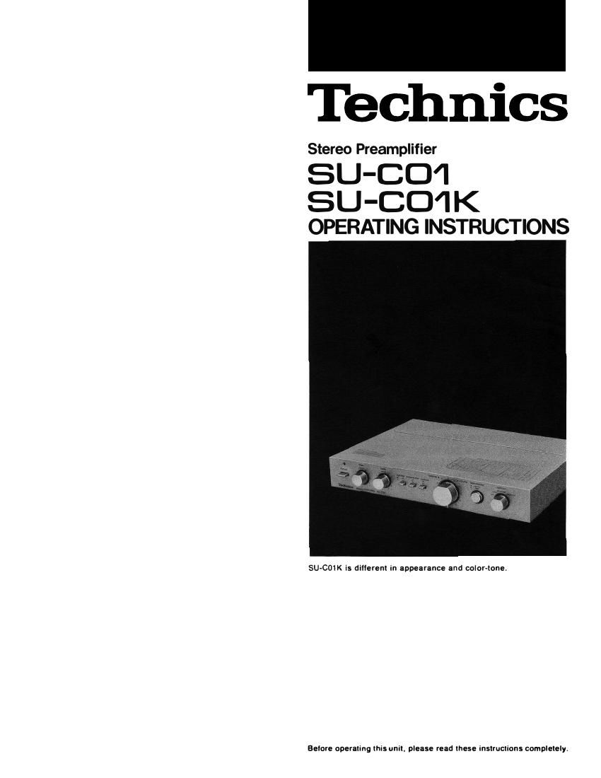 Technics SUC 01 Owners Manual