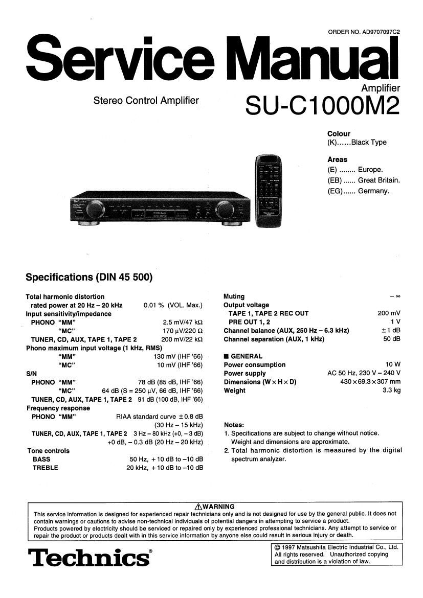 Technics SUC 1000 Mk2 Service Manual