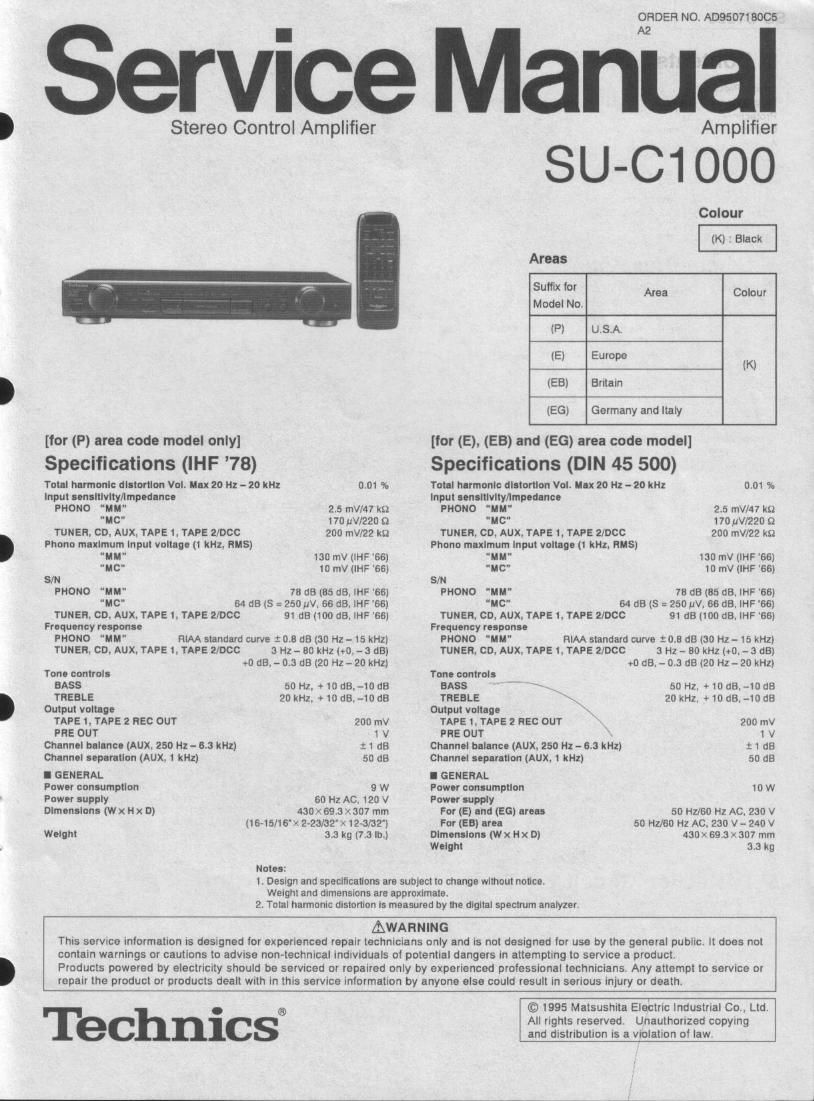 Technics SUC 1000 Schematics