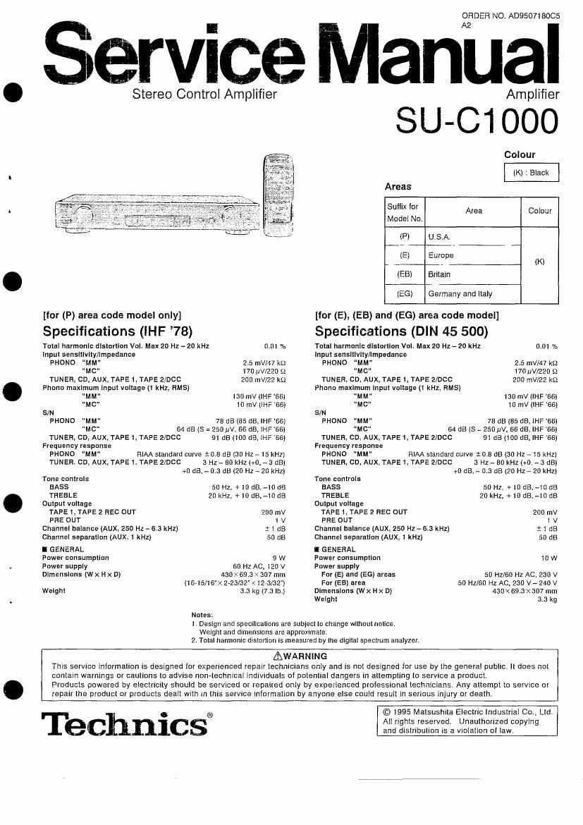 Technics SUC 1000 Service Manual