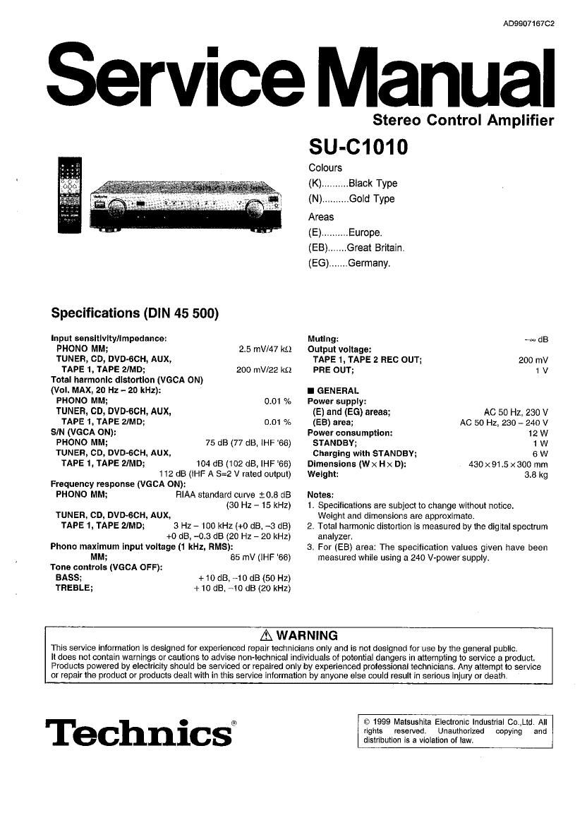 Technics SUC 1010 Service Manual