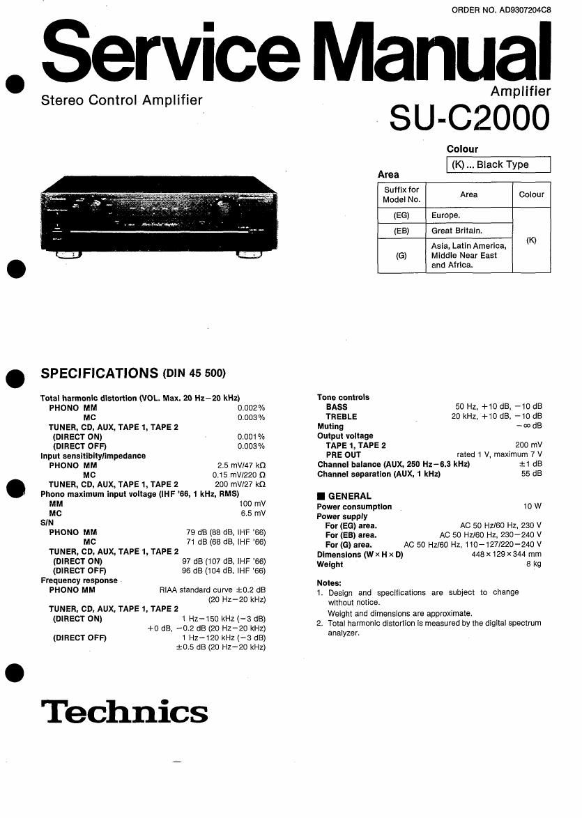 Technics SUC 2000 Owners Manual
