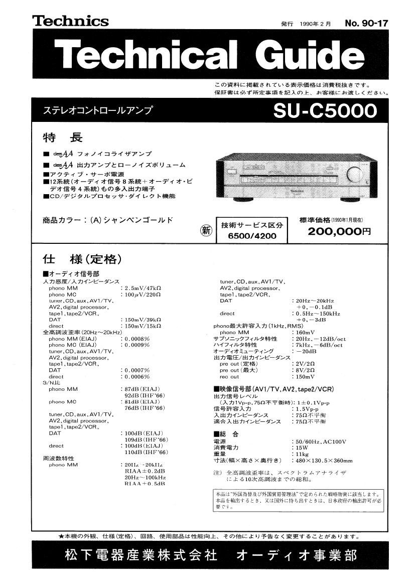 Technics SUC 5000 Service manual