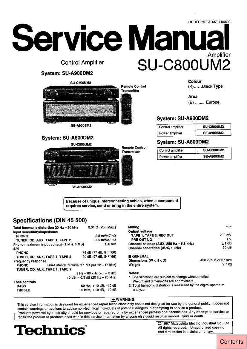 Technics SUC 800 UM 2 Service Manual