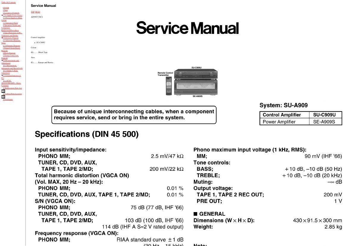 Technics SUC 909 S Service Manual
