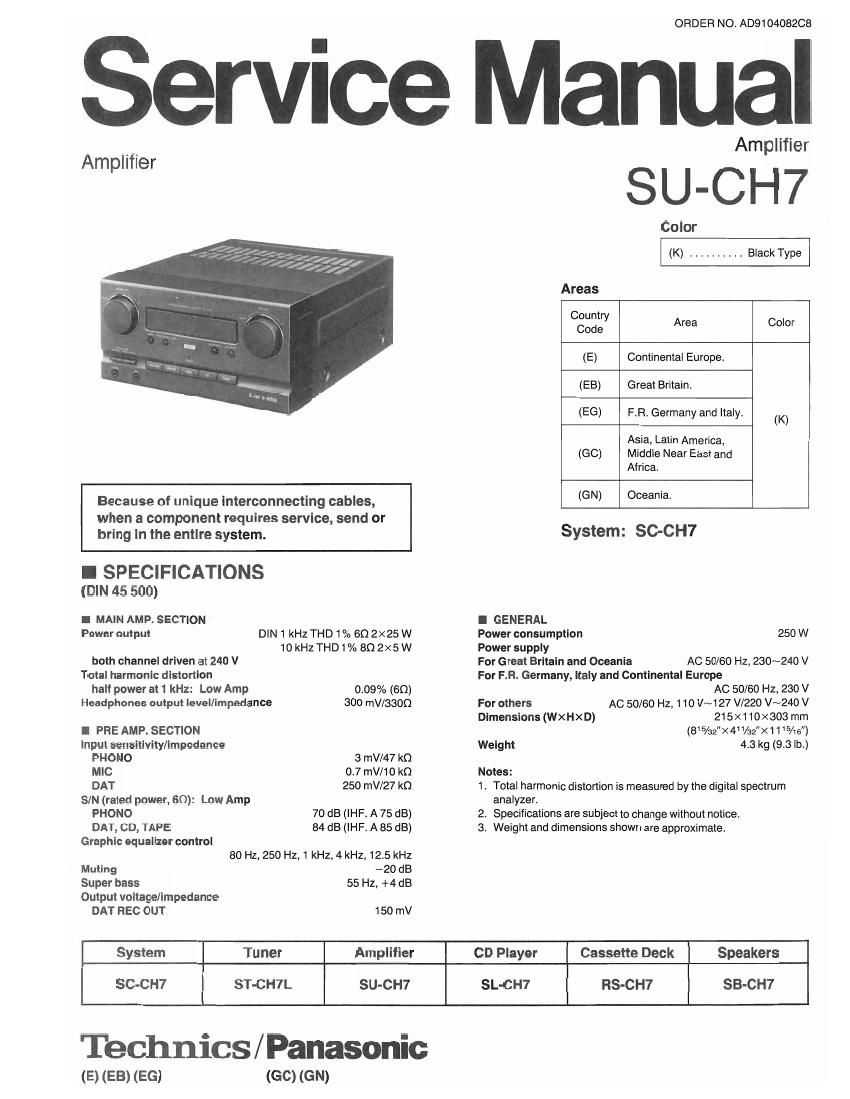 Technics SUCH 7 Service Manual