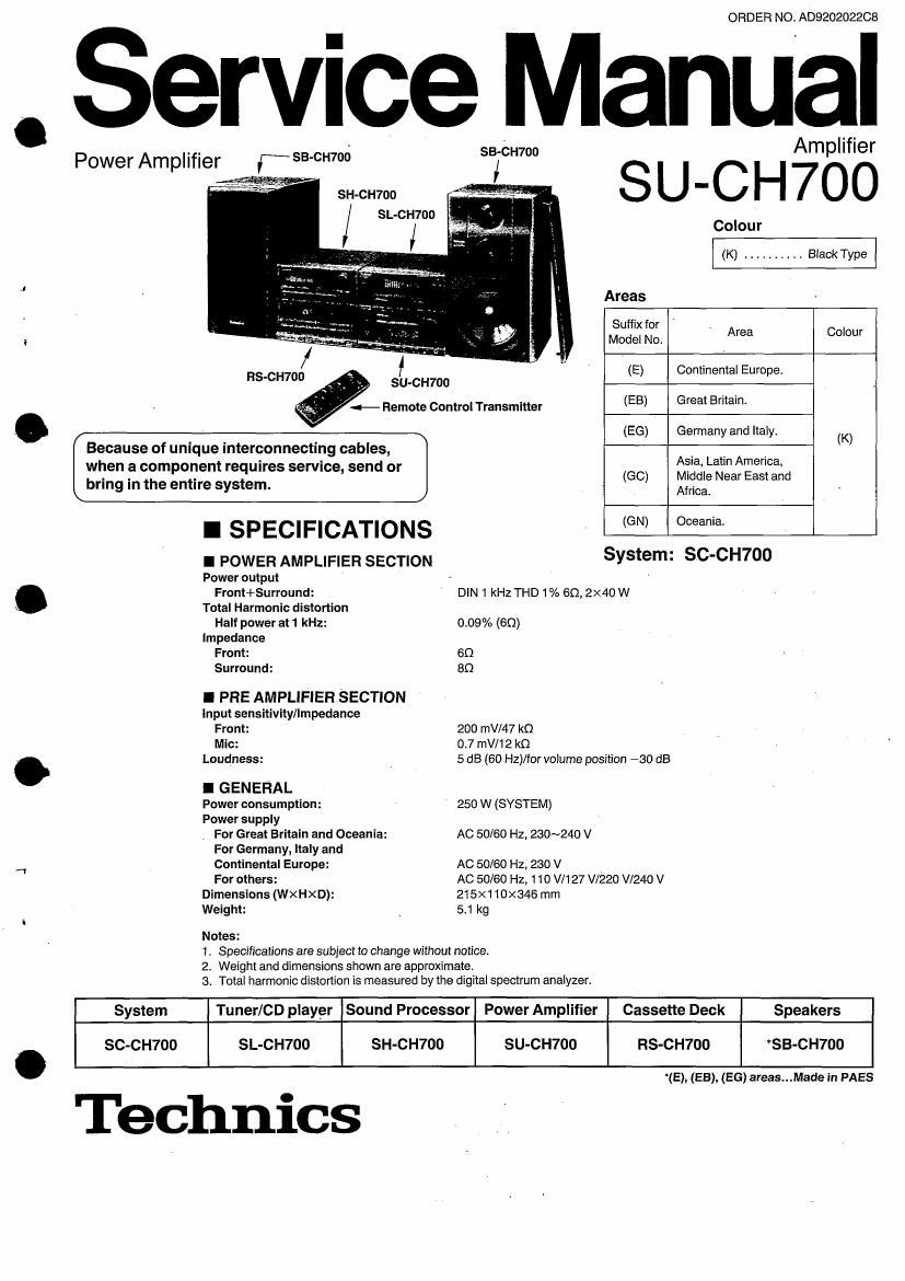 Technics SUCH 700 Service Manual