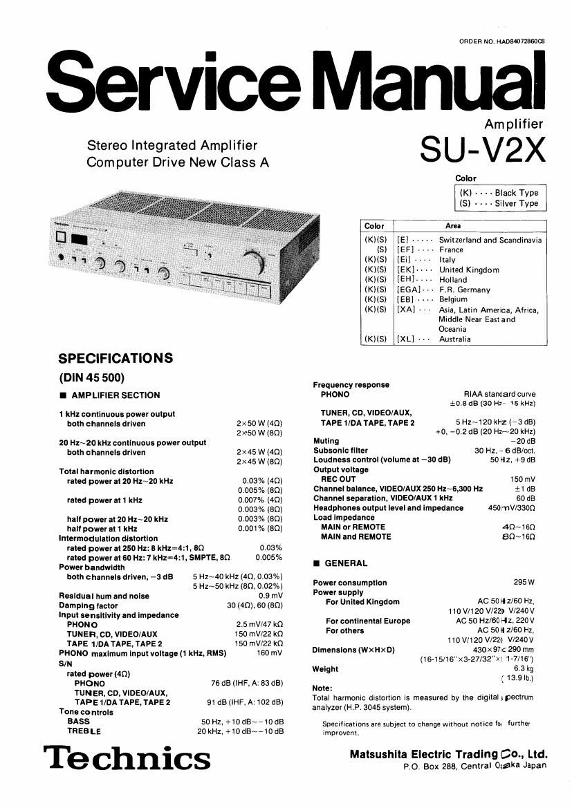 Technics SUV 2 X Service Manual