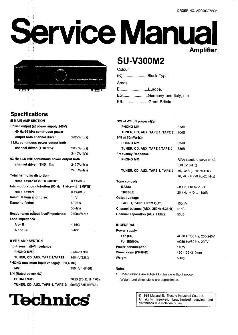 Technics SUV 300 MkII Service Manual