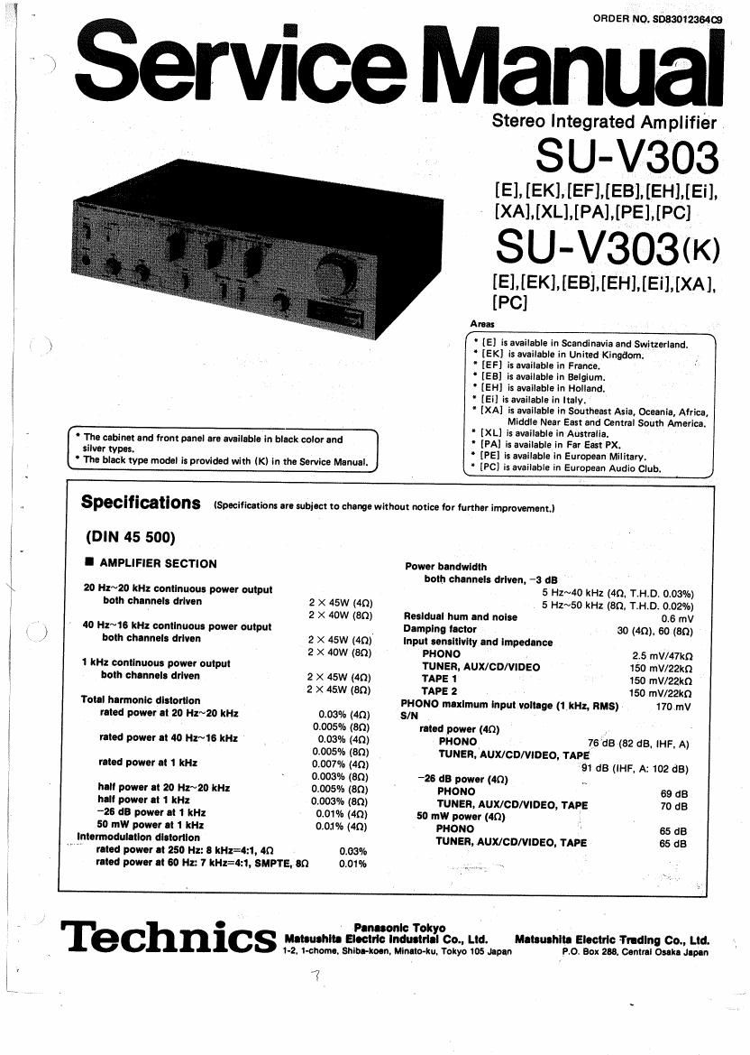 Technics SUV 303 Service Manual