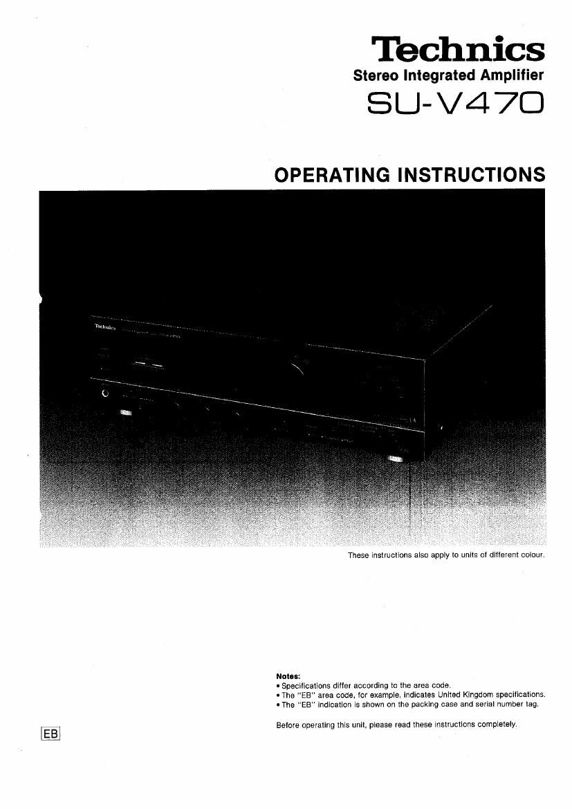 Technics SUV 470 Owners Manual